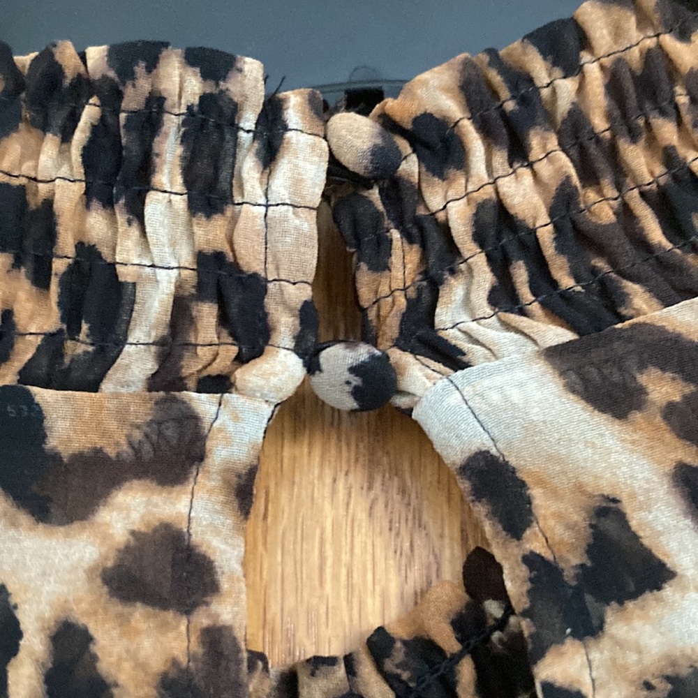 Leopard Print Blouse With Mock Turtleneck And Key… - image 4